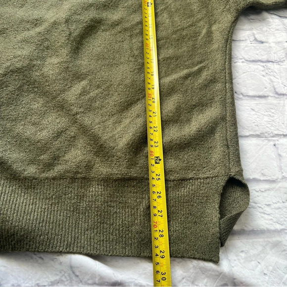 Olive Green Tunic Sweater Mock Neck Long Sleeve Casual Comfy Pullover - Picture 3 of 5